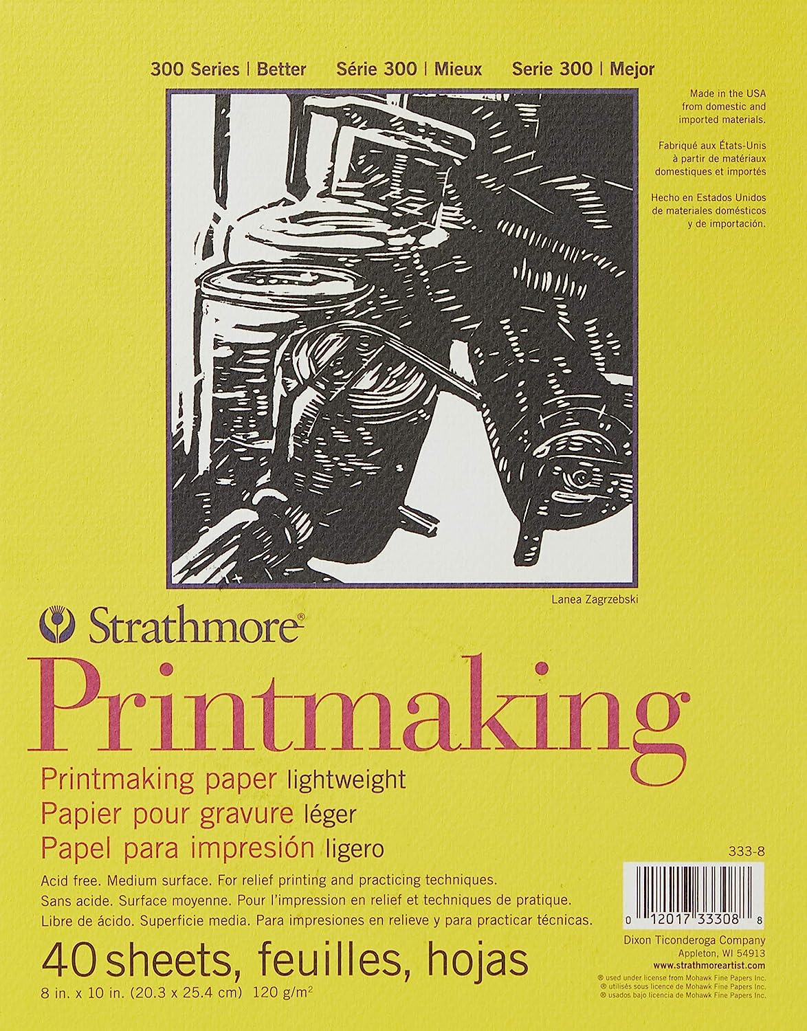 230816082920316_1 Strathmore 300 Series Printmaking Paper Pad, Glue Bound, 8x10 inches, 40 Sheets (120g) - Artist Paper for Adults and Students - Block Printing, Linocut, Screen Printing - Image 1